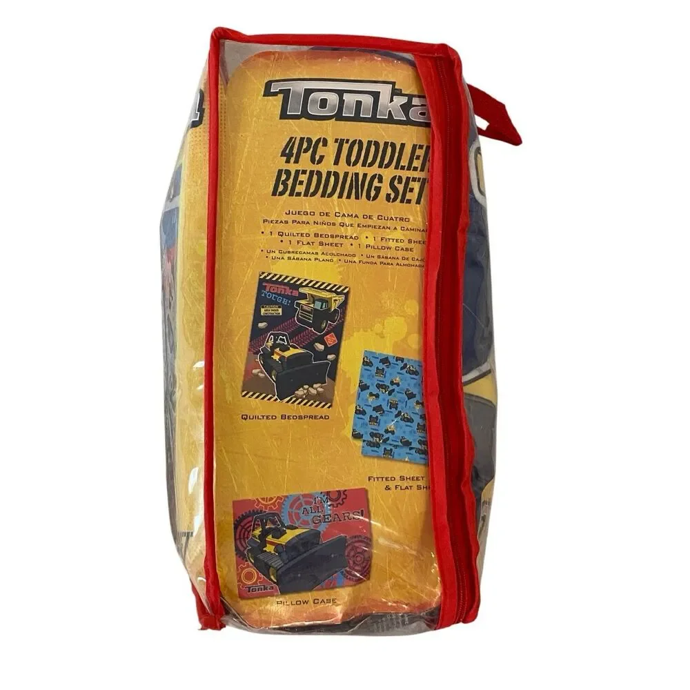 Tonka Toddler Bedding Set 4Pc Construction Truck Sheet Pillowcase Quilt Boys